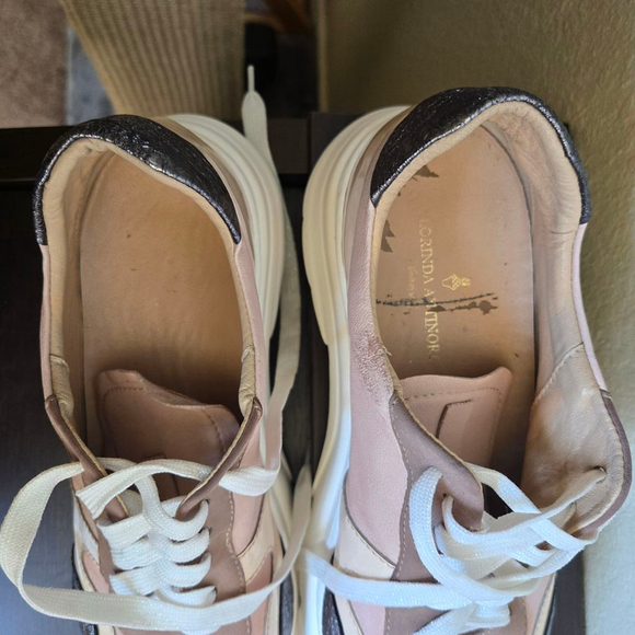 Clorinda Antinori Leather Suede Statement Sneakers 39 US 8.5 Pink Brown Gray - Picture 8 of 10